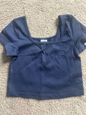 PINK Victoria's Secret Navy Ribbed Scoop Neck Crop Top